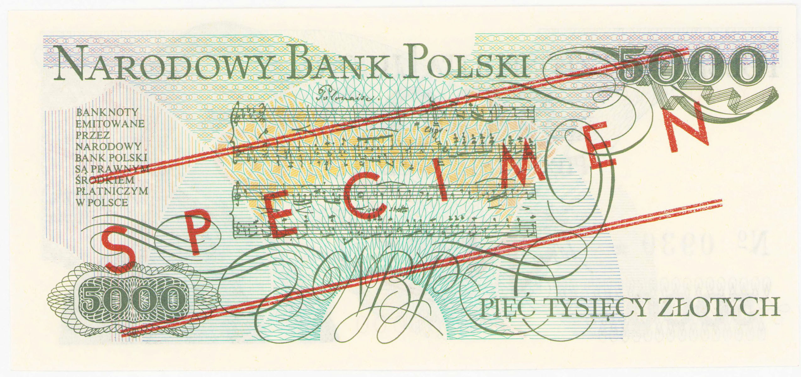 WZÓR / SPECIMEN. 5.000 złotych 1986 seria AY